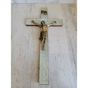 Inri unique vintage Jesus cross‎ glass backing hanging religious Xmas home